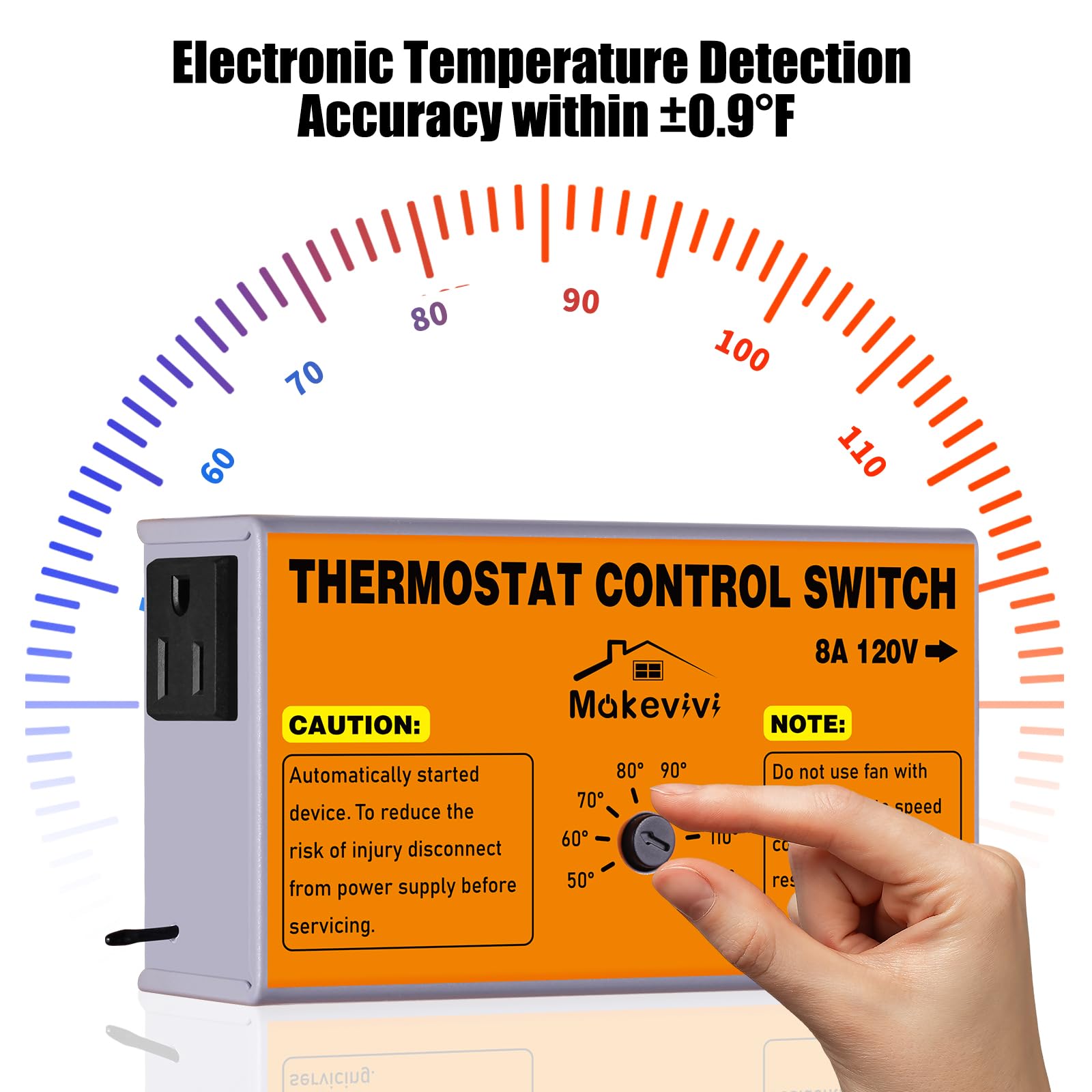 Ventilador de ático con control de temperatura, termostato ajustable con protector de sobrecarga, control de termostato del ventilador del ático, con enchufe fácil de instalar, driver de temperatura