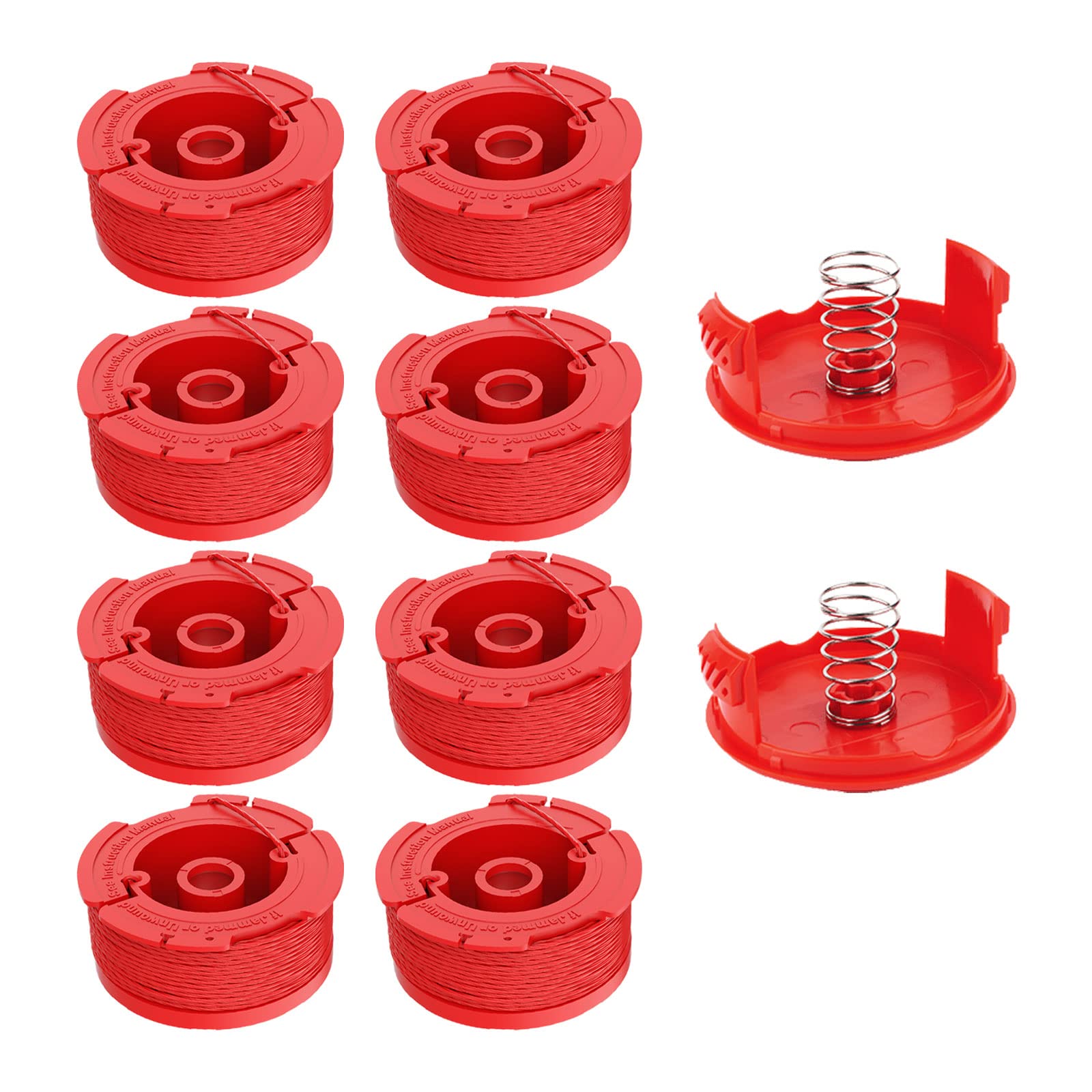 Line - Carrete de repuesto para cortacésped de 20 pies y 0.08 pulgadas, carrete de repuesto para cortacésped de alimentación automática, compatible con Crafts-Man CMZST0803 (8 bobinas + 2 tapas)