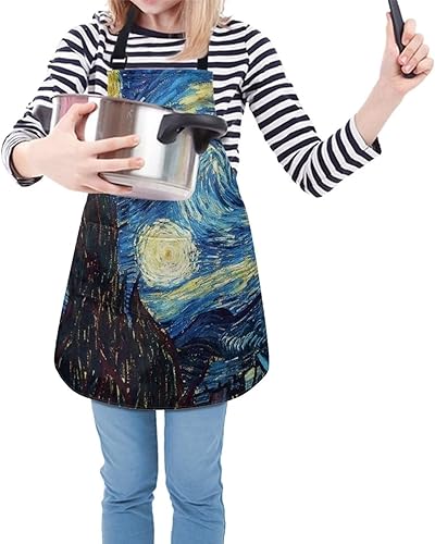 Vista 19 de doginthehole Delantal para niños con bolsillo para niños y niñas, delantales de chef ajustables con 2 bolsillos para cocinar, pintar