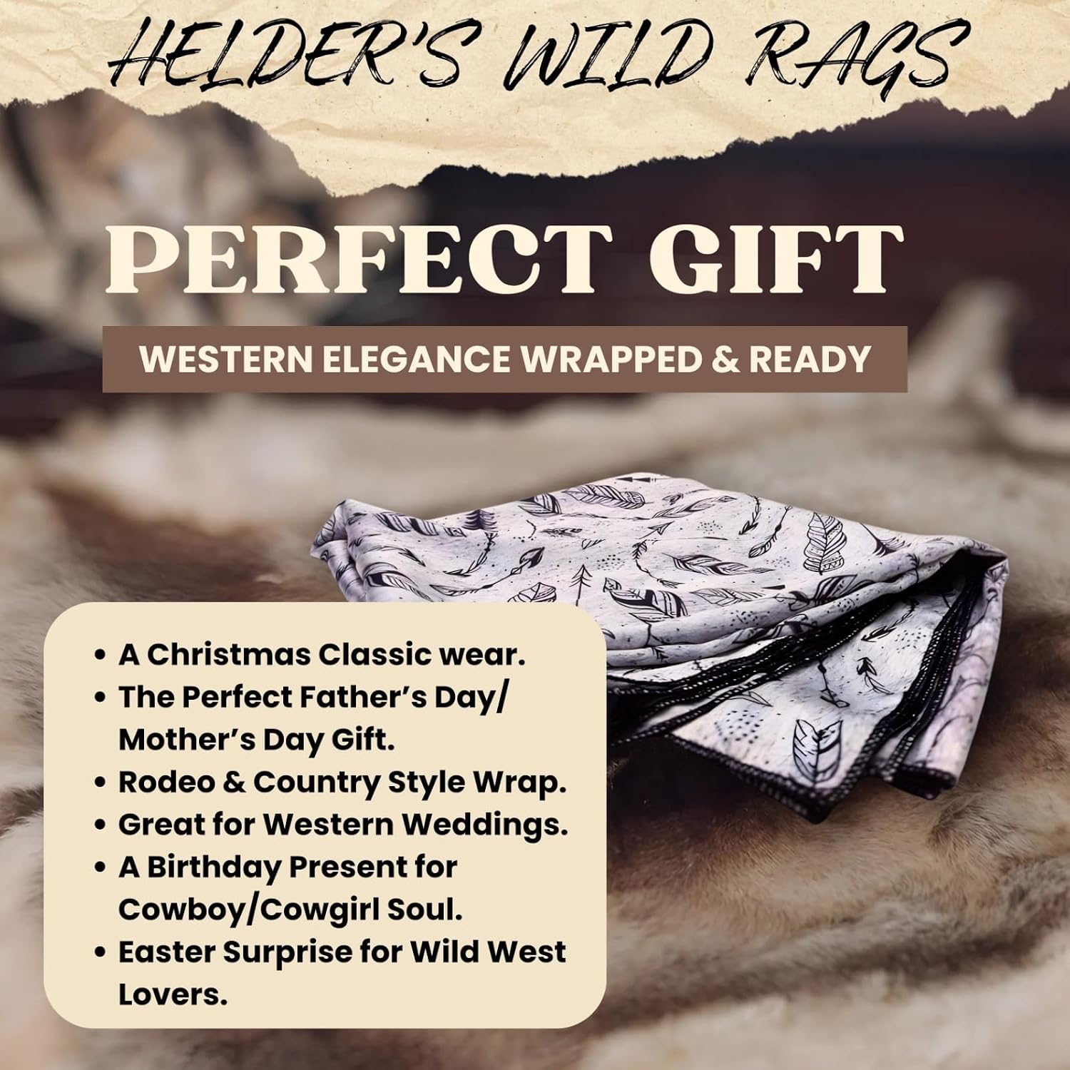 Wild Rag Silk Scarf 36 inch Western Cowboy Bandana Square Silky Wild Rags Grey Feathers Tribal Scarves for Men & Women
