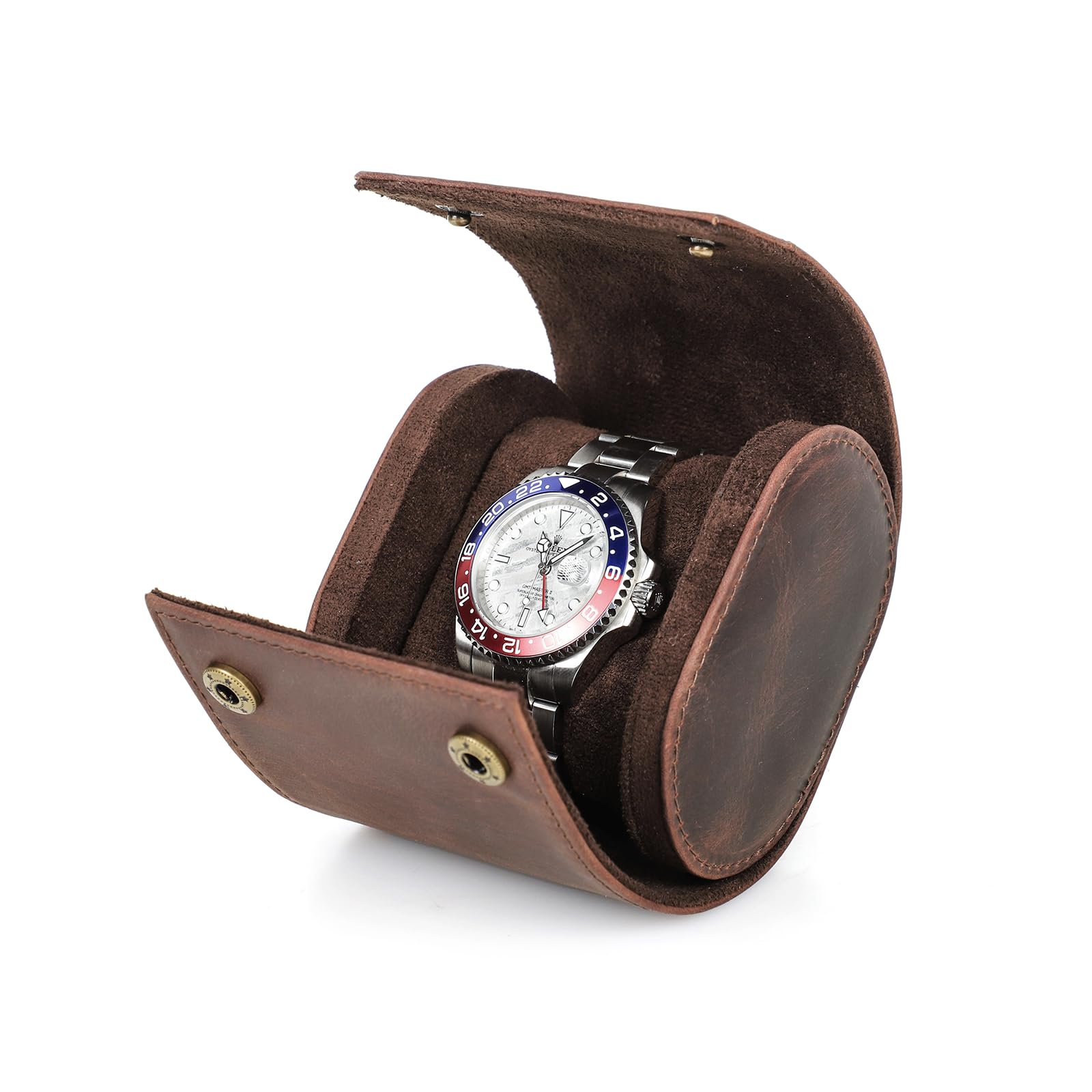 NFBCXUTKW Watch Storage Box, Genuine Leather Watch Protective Roll Case, Organizer for Jewelry Watch with Removable Cushion Pillows (Coffee)