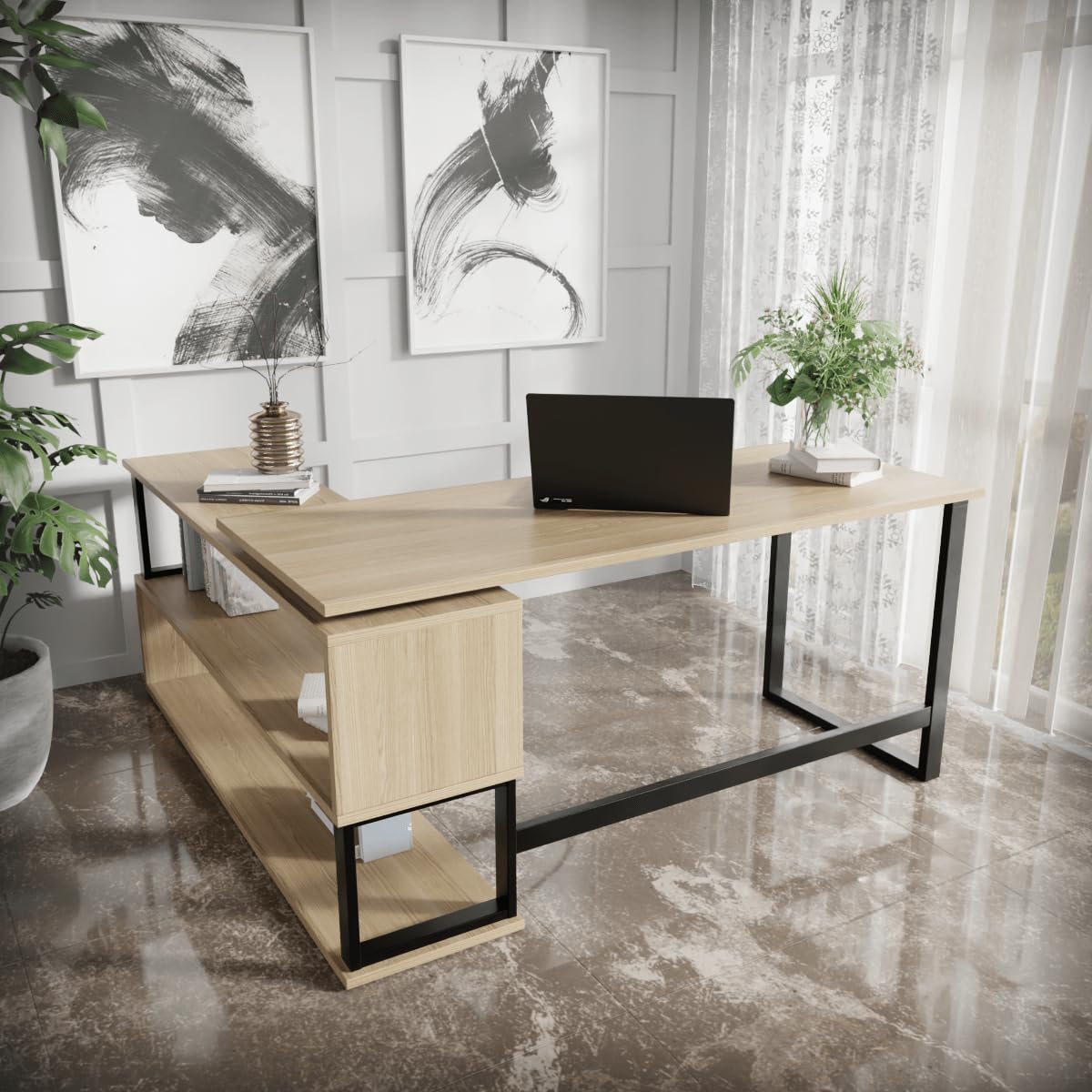 See full amazon price history chart for Riyan Luxiwood® L Shape Executive Desk with Storage Shelves, Two Tier Shelf, Works Well as a Office Conference/Meeting Table, Multi-Utility Office Table, Computer Table (Medium, Beige) Riyan Luxiwood® L Shape Executive Desk with Storage Shelves, Two Tier Shelf, Works Well as a Office Conference/Meeting Table, Multi-Utility Office Table, Computer Table (Medium, Beige) (B0C3MDF34G) Amazon Price History, Amazon Price Tracker