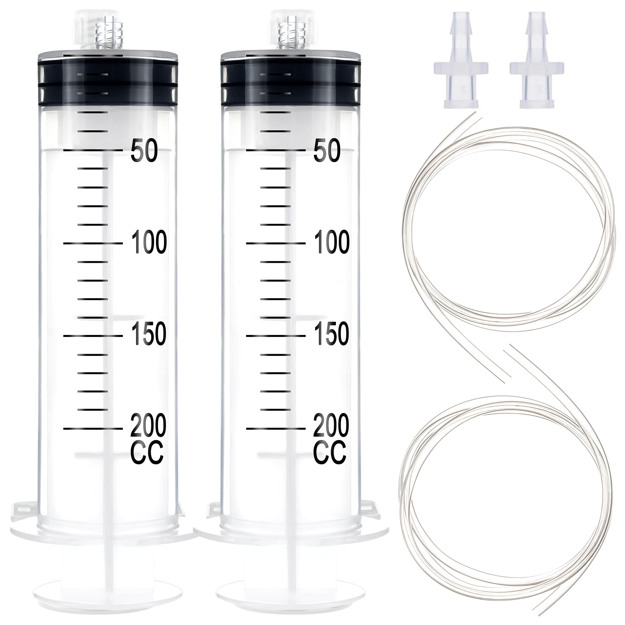 200ml Luer Lock Syringe with 39 Inch Plastic Tube and Luer Connections
