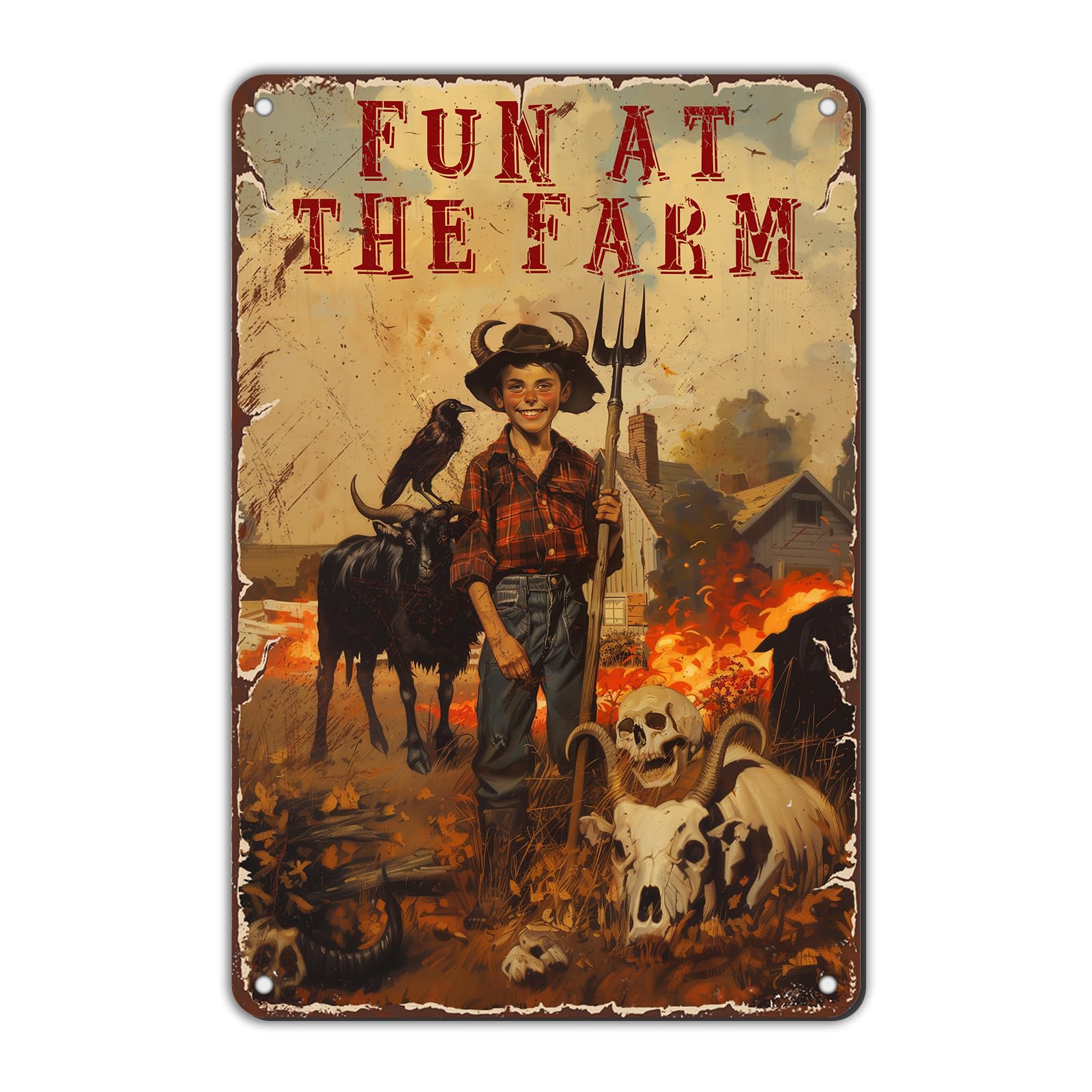 Anceky Sign Fun At The Farm Metal Tin Sign Funny Wall Decor for Living Room Bathroom Home Backyard Gate 12×8 Inch
