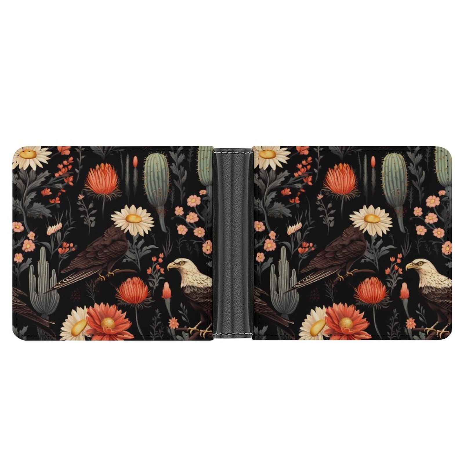 Eagle Cactus Bifold Wallet PU Leather Coin Purse Lightweight Credit Card Holder Wallet Money Clip
