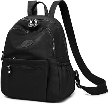 Mini Backpack Purse for Women Lightweight Nylon Casual Bag Small Daypacks for Work Travel A Black