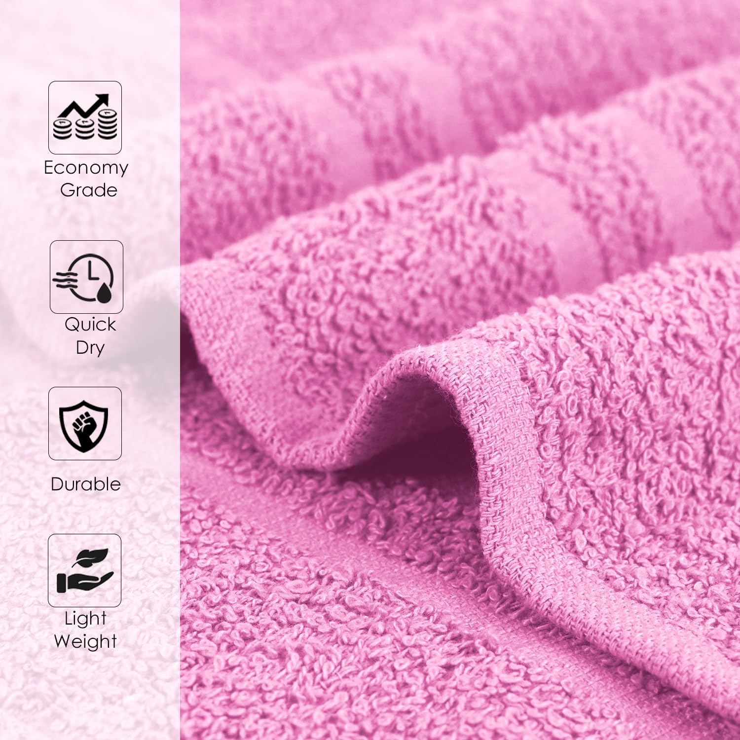 24 Pack Pink Hand Towels 100% Cotton Spa Towel – 16x27 inches Highly Absorbable Facial Towels Gym, Hair, Face, Bulk Small Towels (Not Bleach Proof) - Image 2