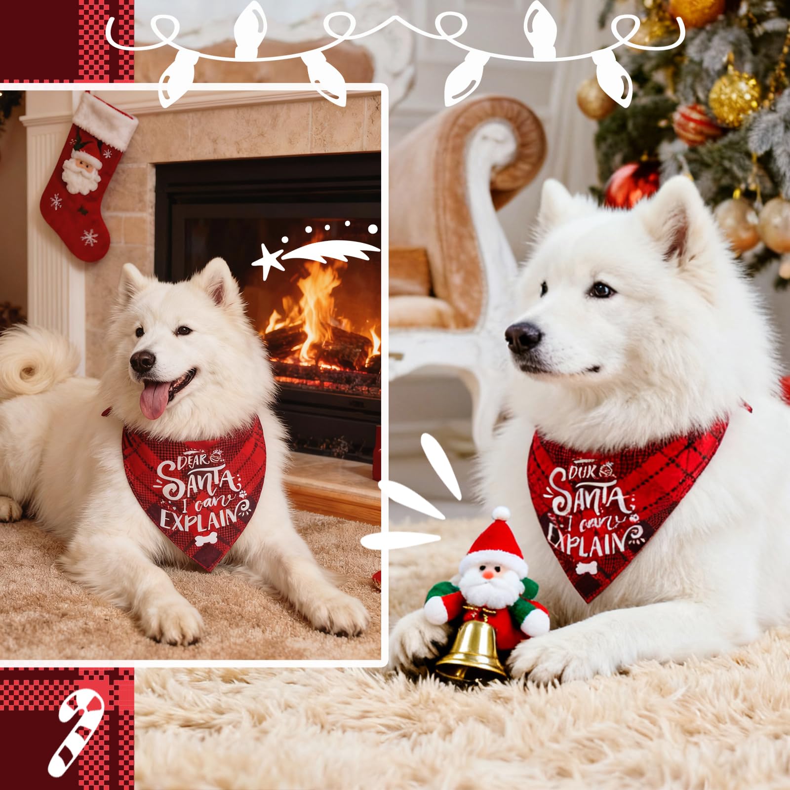 Amazon.co.jp: ICEMOOD クリスマス 犬 バンダナ 面白い ホリデー