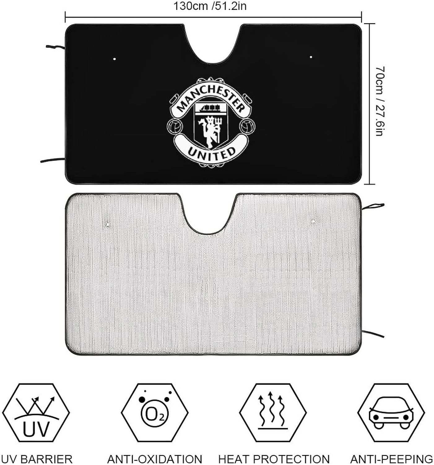 マンチェスター ユナイテッド Fc カーテン かわいい キャラクター カーフロントカバー 軽自動車 吸盤4個付 折りたたみ 日よけ ロール 展開寸法700 1300mm 車用サンシェード カーサンシェード