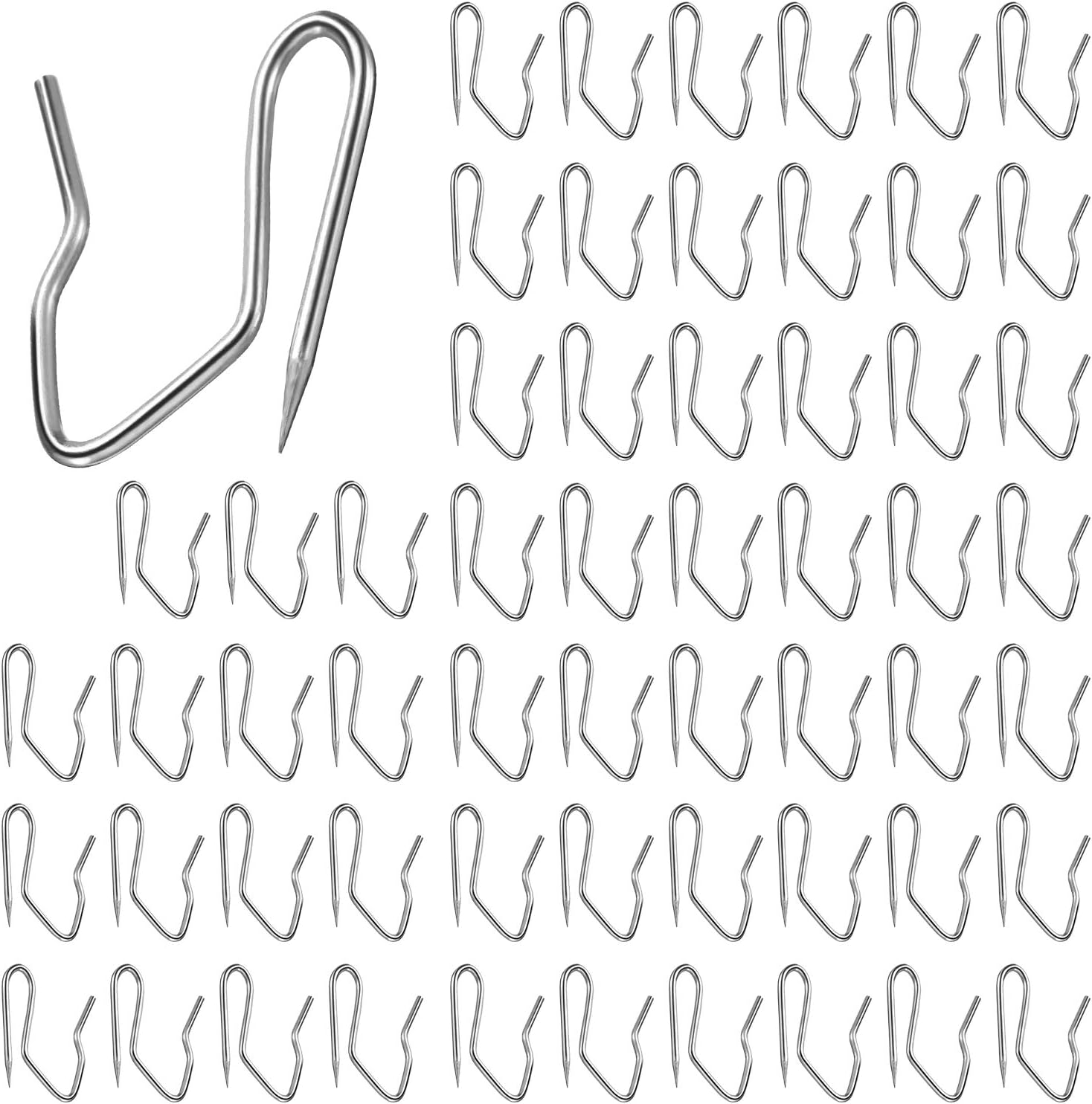 58 Pcs Window Curtain Hooks, Drapery Hooks for Pleated Drapes, Curtain Pins for Drapes, Rust-Resistant Silver-Plated Drape Hooks for Curtains, Drapery Pins for Doors Curtains and Shower Curtains, YLYL