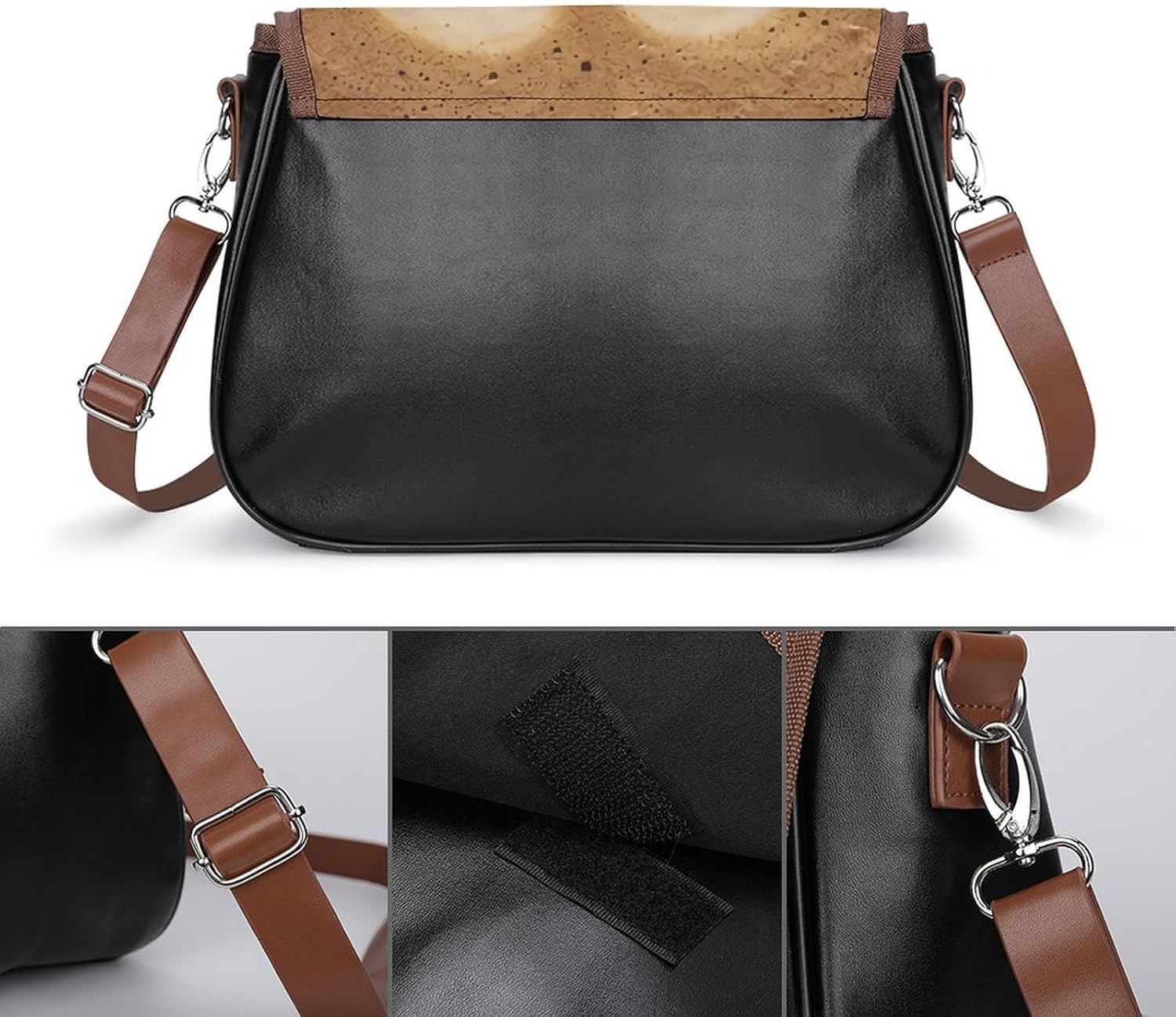CoffeeWomen's Faux Leather Crossbody Bag, Waterproof Wrinkle-Resistant Shoulder Bag with Detachable Strap, Large Capacity Casual Handbag, Fashion Daily Purse for Shopping Work Dating, Ideal Gift for L