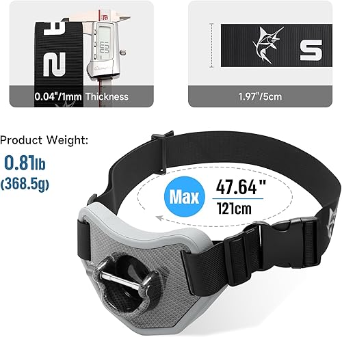 Miniatura 28 de Cinturón de pesca Cinturón de lucha ajustable de aluminio/fibra de carbono/cinturón de lucha de plástico Cinturón de pesca de pie Negro