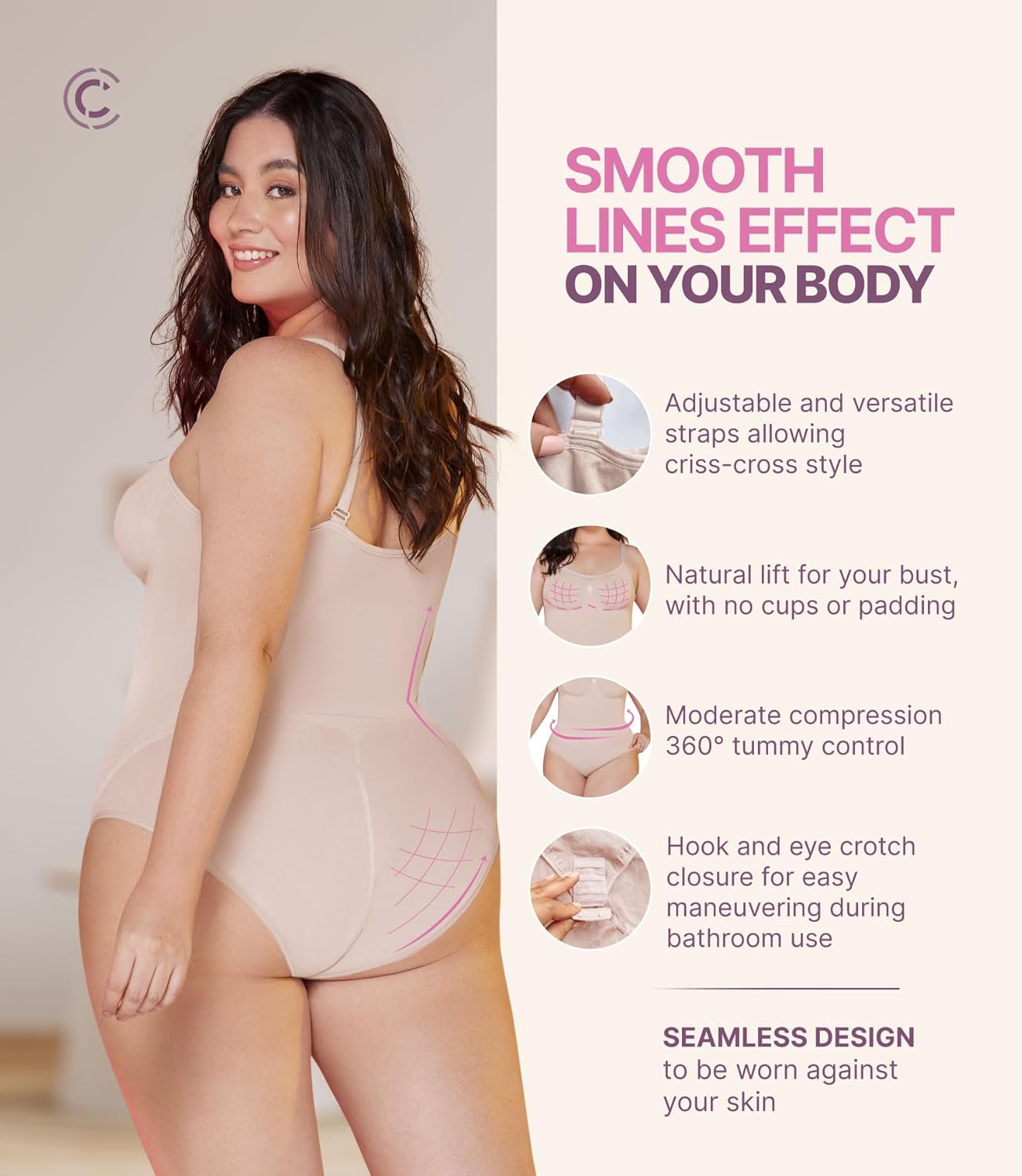 CURVEEZ Bodysuit for Women Tummy & FUPA Control Shapewear Seamless Sculpting Panty Full Bust Body Shaper Compression Tank Top - Image 2