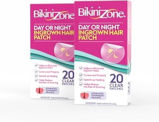 Bikini Zone Ingrown Hair Patches, Hydrocolloid Treatment for Day/Night Use, 20 Count 2 Pack