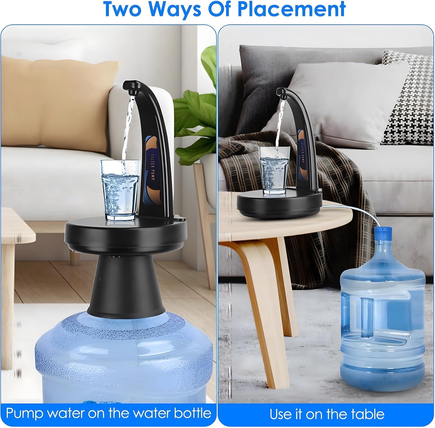 Water Bottle Dispenser Mini Water Jug for 1-5 Gallon Water Jugs, Smart G-Sensor Water Dispenser, USB Rechargeable Automatic Drinking Water Switch, Portable Electric Water Dispenser (White)