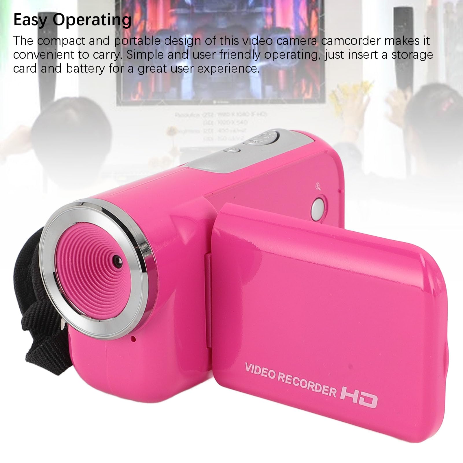 Caméra Vidéo Portable 1080P - Écran 2,4 Pouces, 16MP, Zoom 16x, Lumière D'appoint - Pour Voyages, Mariages, Vlog - 9