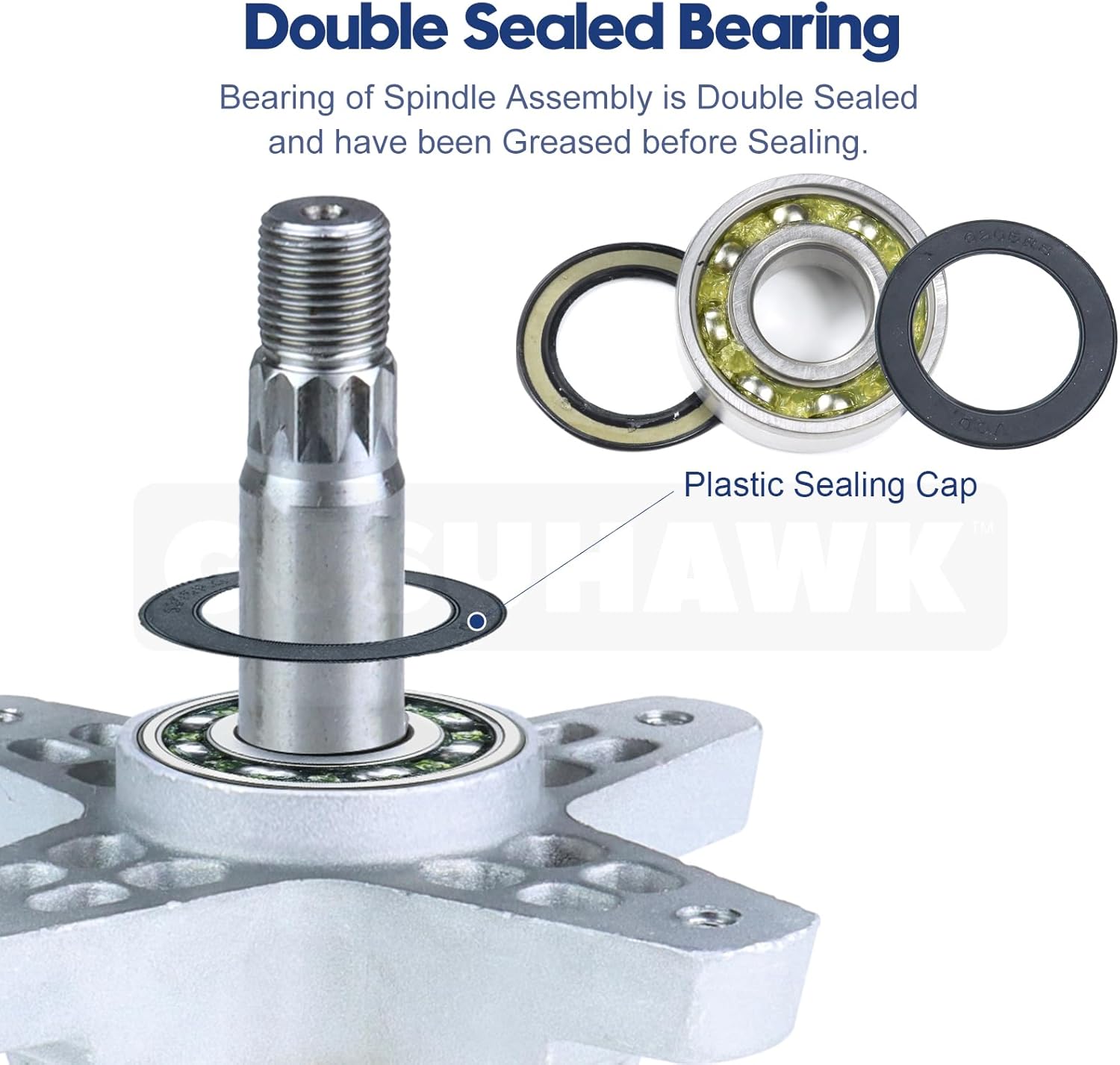 2 Pack Greased 918-05078A Spindle Assembly with 756-05034A Idler Pulley 754P06135 Replace 918-05078 618-05078A 618-05078 for Cub Cadet ZT1-46 KH, Troy Bilt Mustang Z46, Craftsman Z530 Tractor