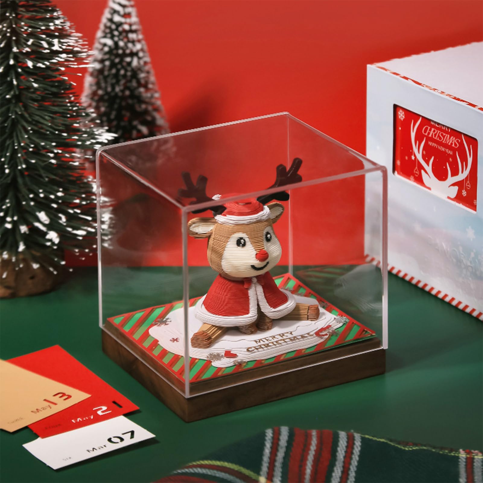 Kalendarz Time Piece - 2026 Deer Design Grafika Memo Boże Narodzenie | Tematyczny kalendarz dzienny do odrywania dla dzieci, kobiet, mężczyzn, nauczycieli, szkoły, klasy lub dekoracja, 9 x 8 x 6