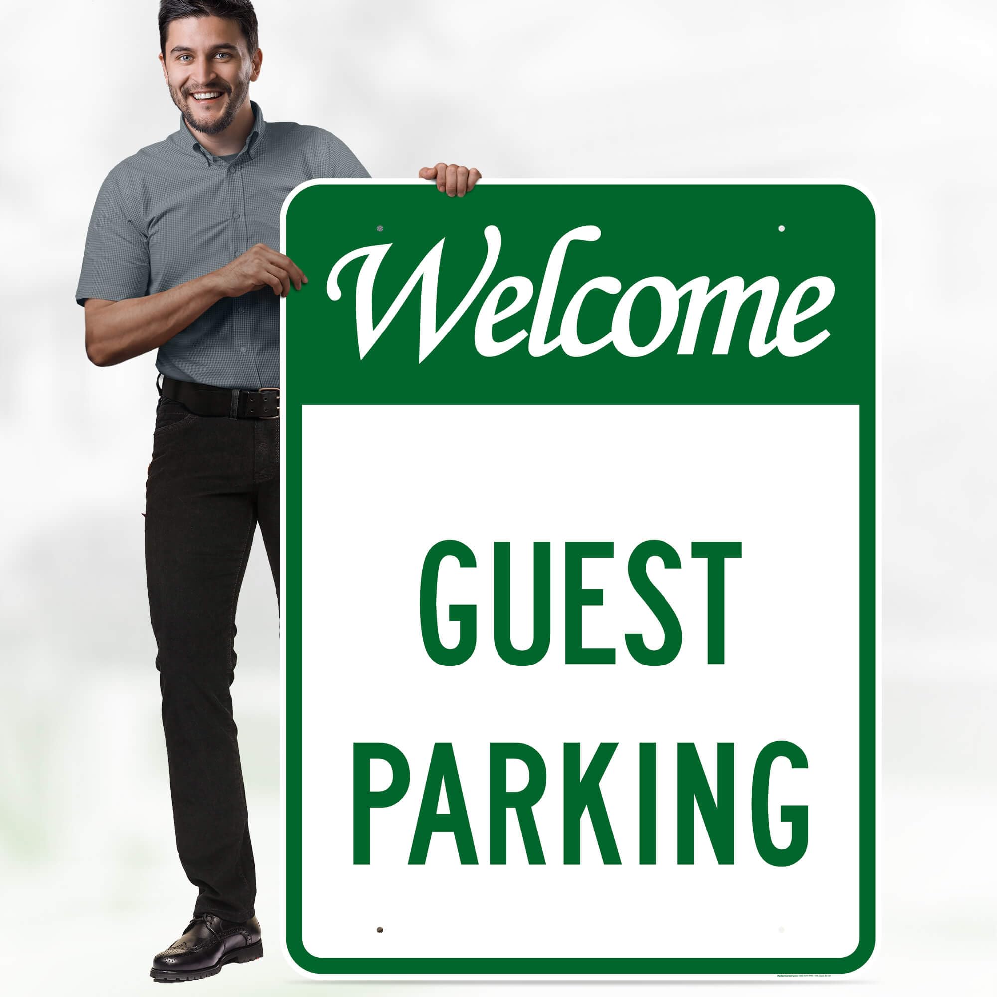 Guest Parking Sign, 36x48 Inches, Rust Free DiBound, Fade Resistant, Made in USA by My Sign Center