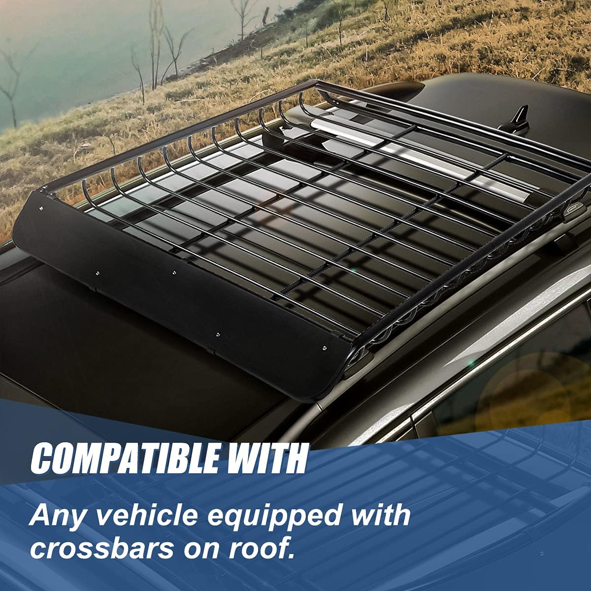 53.5 inches x 44.6 inches Mild Steel Roof Rack Top Cargo Carrier Basket : Everything Else