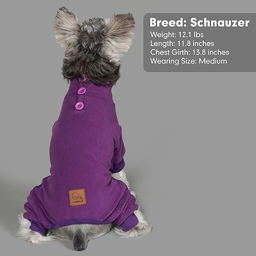 Miniatura 7 de cyeollo Pijama de forro polar para perro, overol térmico para perro, abrigo elástico, ropa cálida para perros de tamaño mediano a grande, color