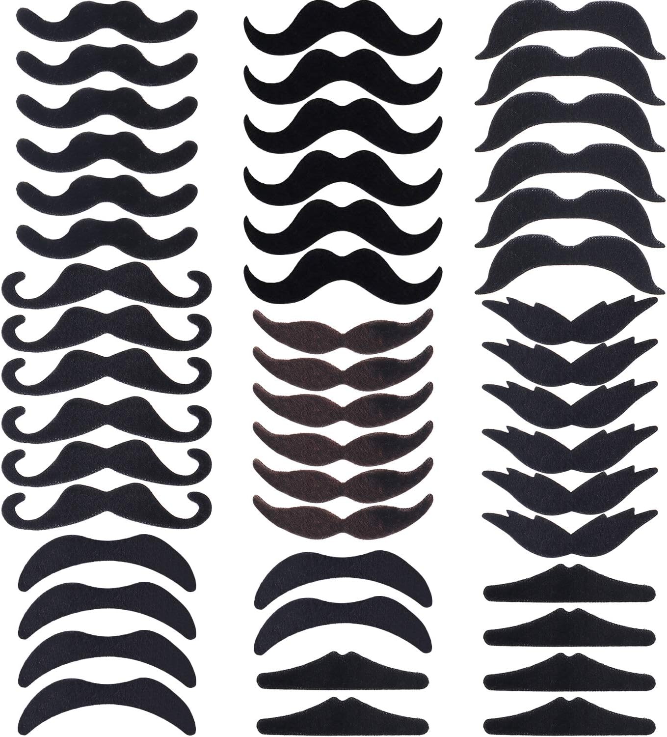Hestya 48 Pieces Fake Mustaches, Self Adhesive Novelty Mustache Fiesta Party Supplies for St. Patrick's Day Masquerade Party (8
