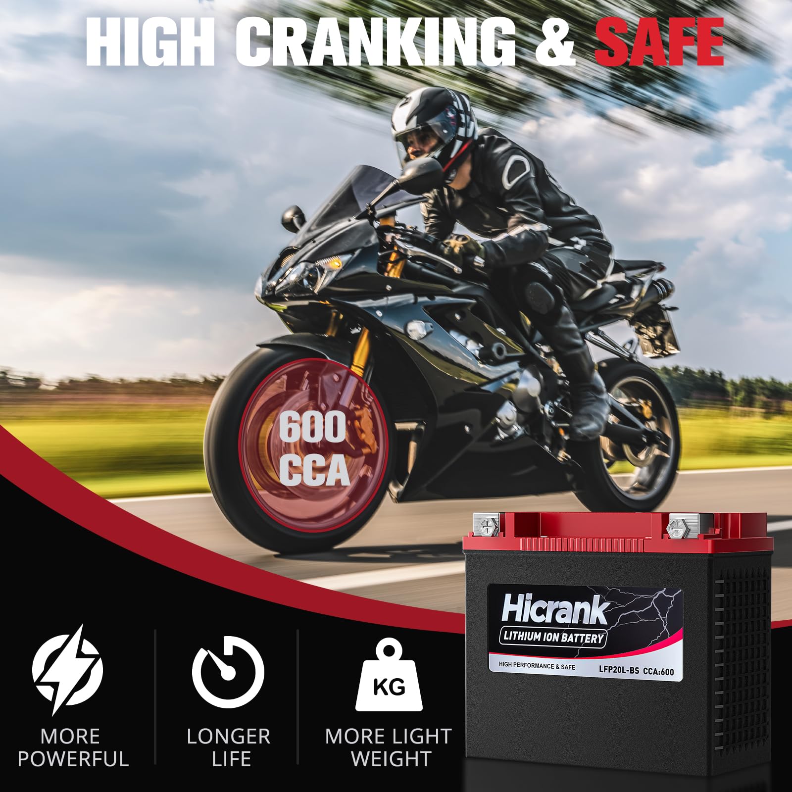 Amazon.com: Hicrank YTX20L-BS/YTX20HL LiFePO4 Lithium Motorcycle