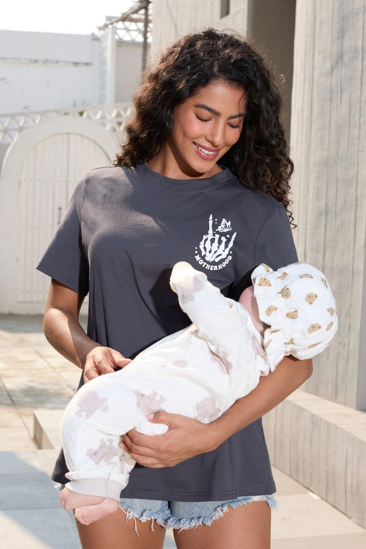 Giftifymama Stillshirt Kurzarm Damen Stilltop Sommer Umstandsshirt Umstandstop Stilloberteile Nursing Tops T-Shirt für Schwangere - 5