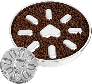 Dog Slow Feeder – Stainless Steel | Thickened Non Slip Anti Choking Anti Tipping Pet Feeding Bowl | Healthy Eating Pet Food Dish For Dogs Puppies And Daily Feeding Use