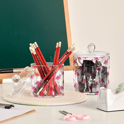 Miniatura 6 de Tarros de flamencos con tapas, tarros de almacenamiento, recipientes de baño, recipientes de lavandería, contenedor de hisopos de algodón para