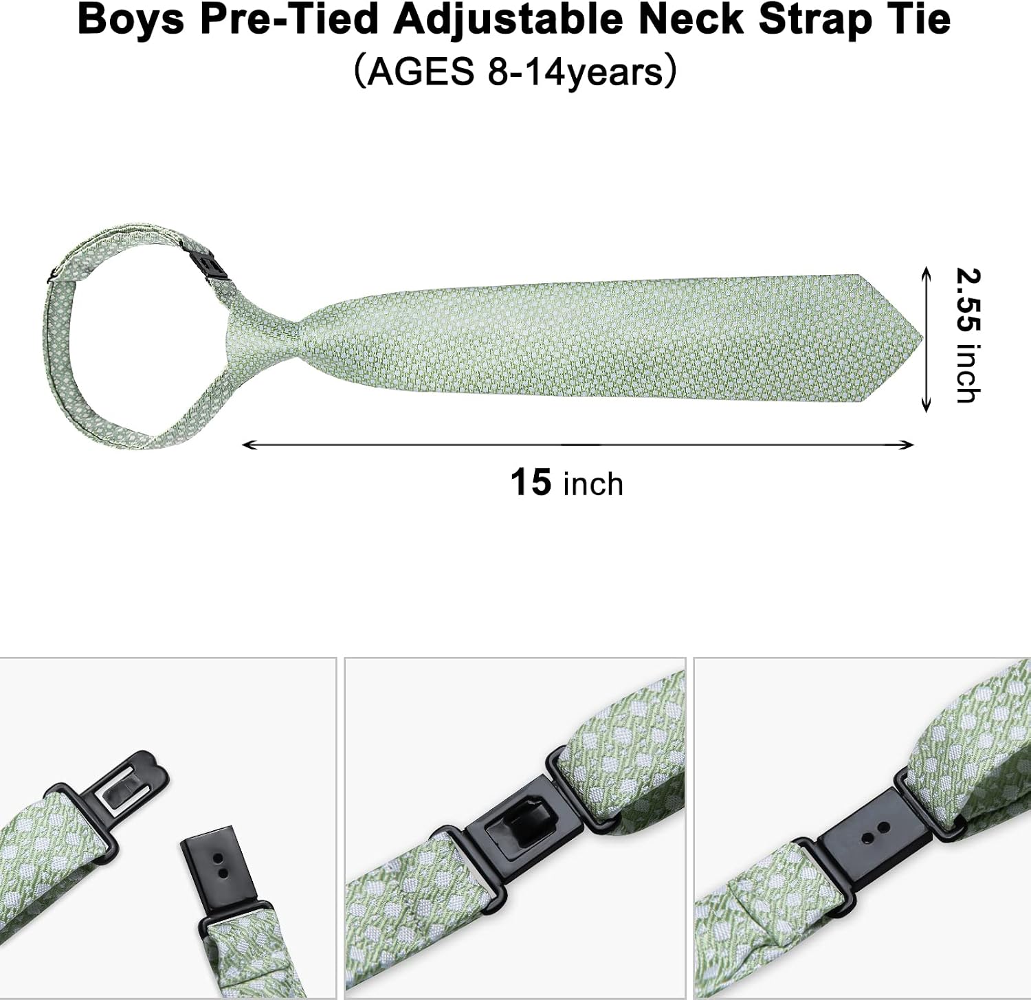 DiBanGu 2PCS Set for Father and Son Tie Silk Mens and Boys Adjustable Necktie & Pocket Square Cufflinks Kids Pre-tied Necktie