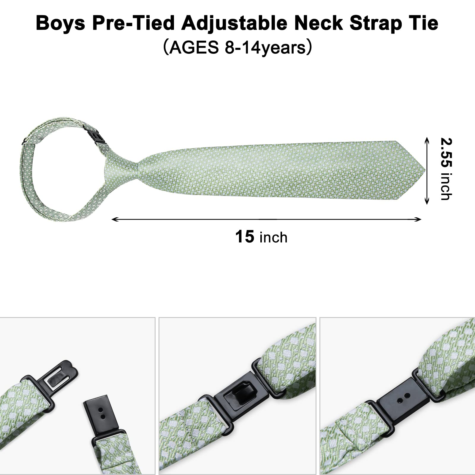 DiBanGu Corbata preatada para niños de seda y pañuelo de bolsillo para niños de 7 a 15 años