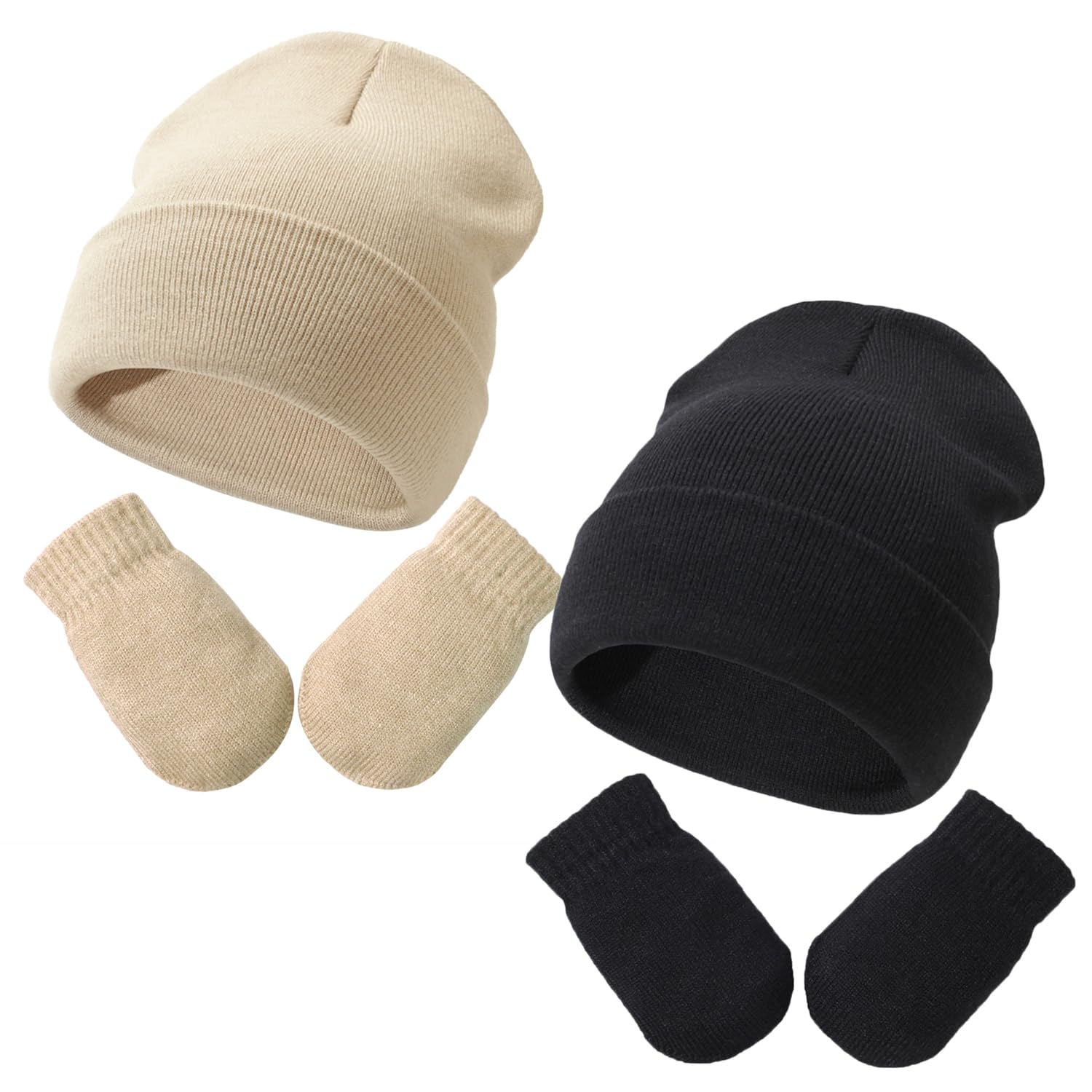 Baby Beanie Hat Gloves Set, Kids Winter Warm Knit Hat with glvoes,Toddler Soft Beanie for Little Boys Little Girls Children