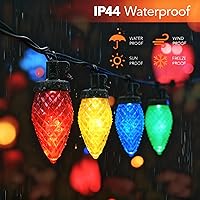 Vista 3 de Luces LED C9 de Navidad para exteriores, 33 pies, 50 LED, 8 modos de iluminación, impermeables, conectables, tira de luces de Navidad