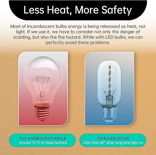 Miniatura 3 de AMDTU Bombillas Edison regulables de 40 W, bombilla LED vintage E26, blanco suave, 2700 K, filamento espiral súper delgado, bombilla tubular