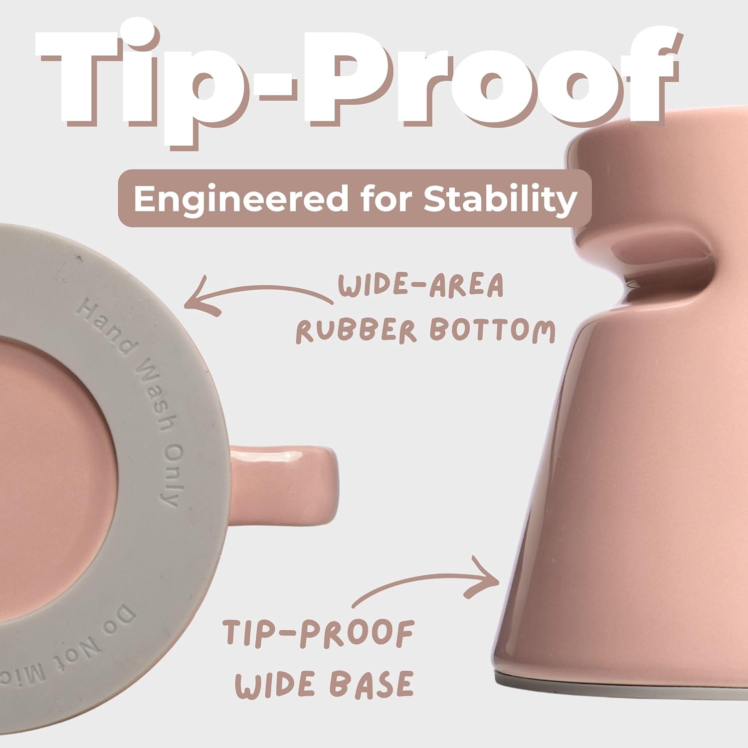 Wide Bottom Handmade Coffee Mug, Tip-Proof Ceramic Mug with Weighted Non-Slip Base, Stable Desk & Travel Mug for Office, RV & Boat, Retro Sci-Fi Design, Unique Appreciation Gift