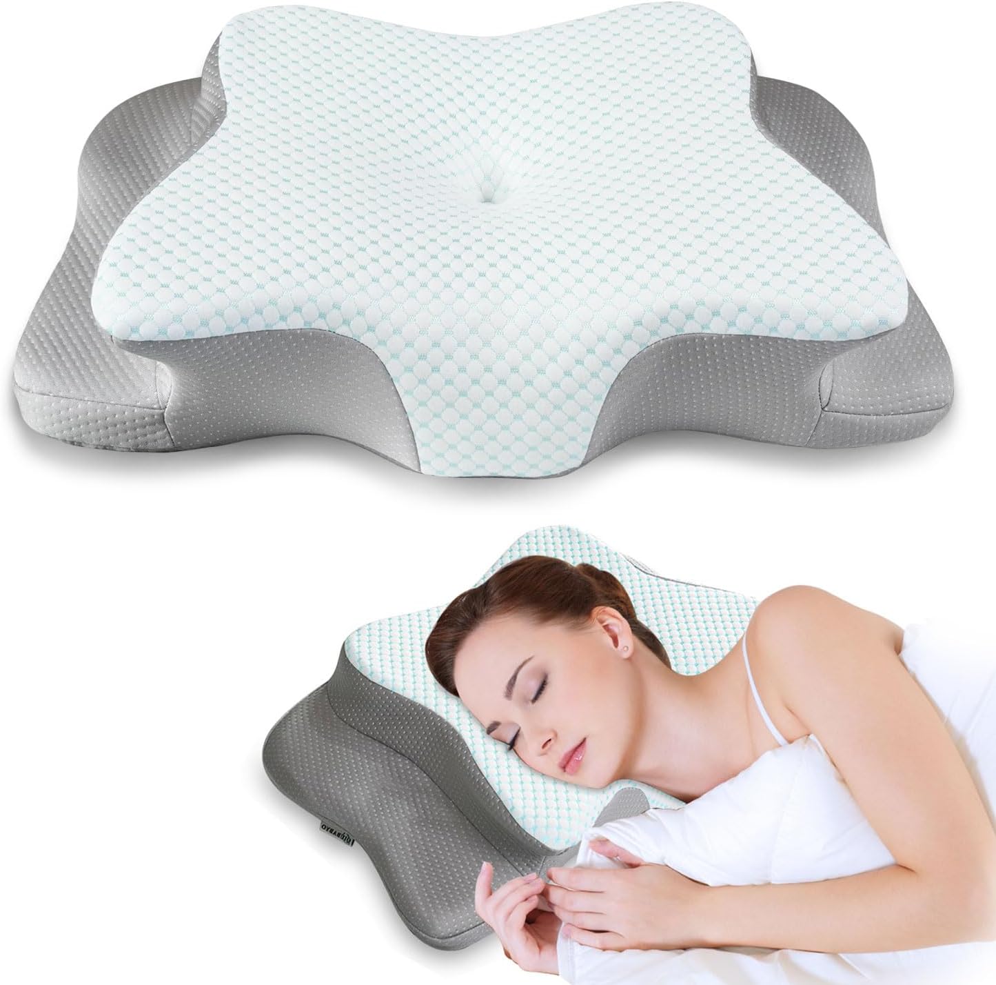 QIUBABYO Pain Relief Cervical Pillow for Neck Support,Adjustable Ergonomic Pillow Cozy Sleeping,Odorless Orthopedic Memory Foam Pillows,Contour Bed Pillow for Side Back Stomach Sleeper
