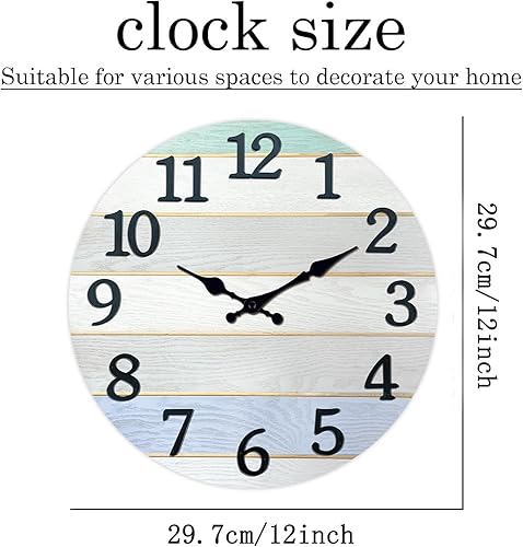 Miniatura 3 de Reloj de pared de madera maciza gris, funciona con pilas, relojes de pared analógicos para decoración de sala de estar, reloj de pared silencioso de