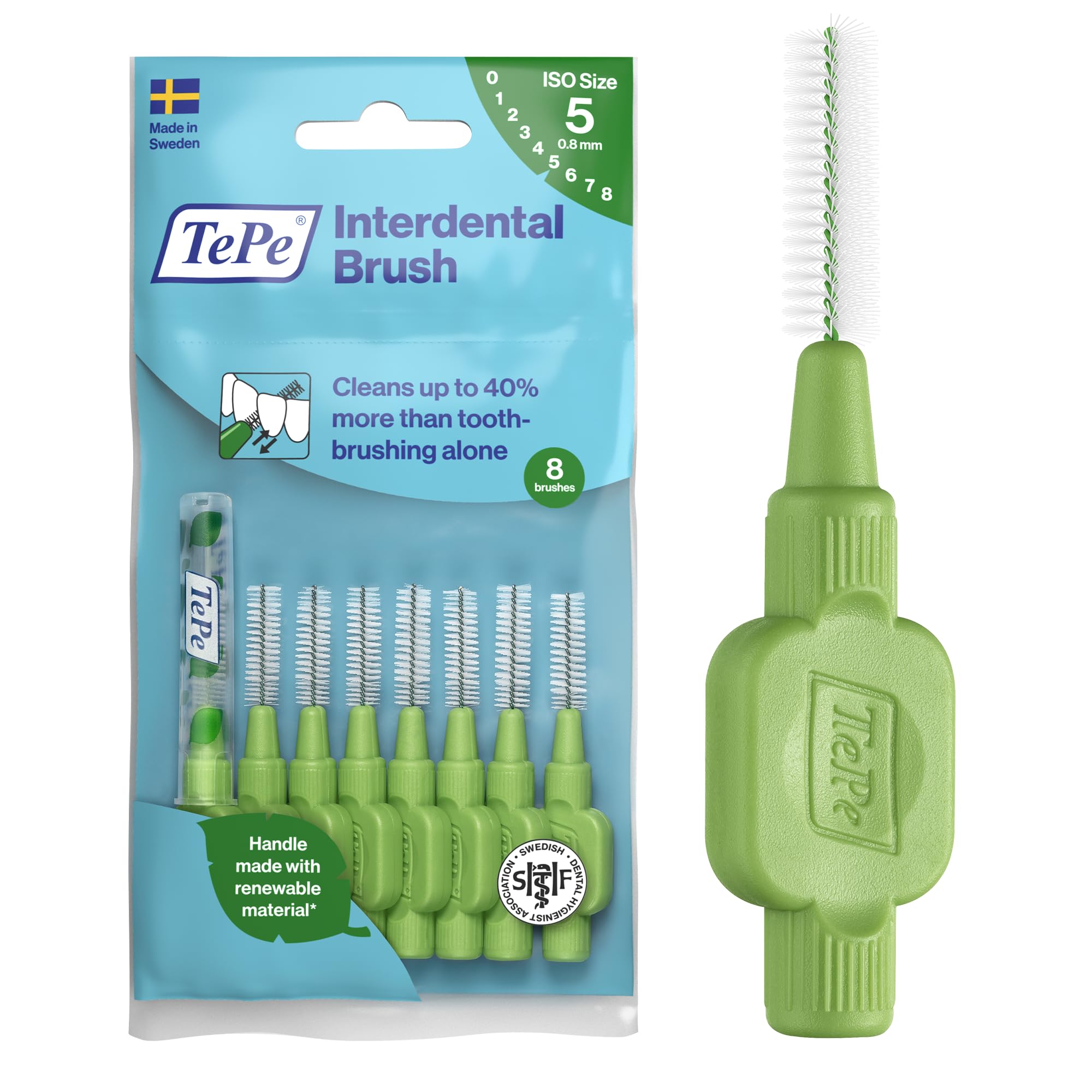 TEPE Interdental Brush Green 0.8 mm 8's