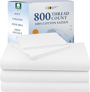California Design Den Split King Sheets Sets for Adjustable Bed - Buttery Soft 800 Thread Count, 100% Cotton Sateen - Beats Fake Egyptian Claims, Durable Bedding Set (White)