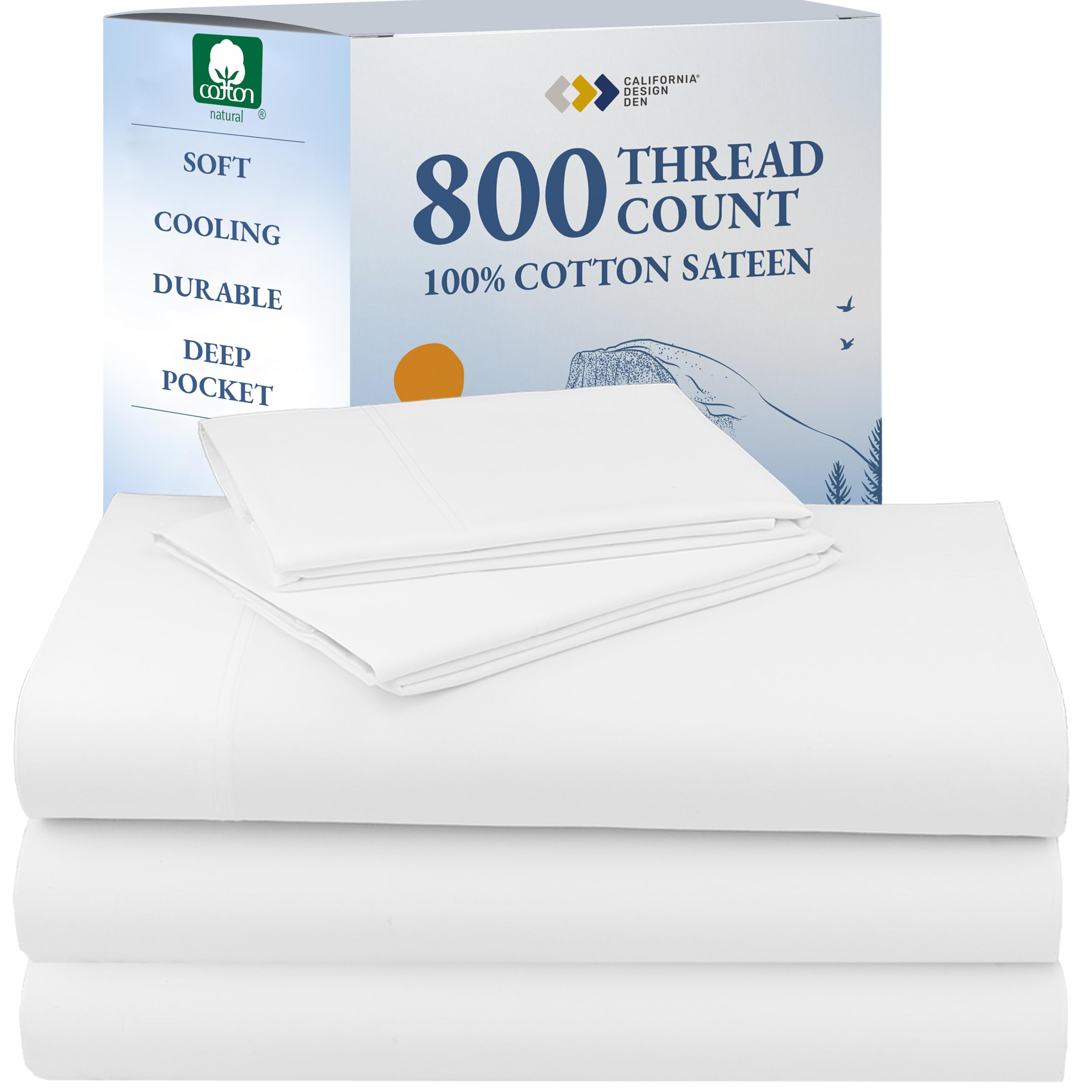 California Design Den Split King Sheets Sets for Adjustable Bed - Buttery Soft 800 Thread Count 100 Cotton