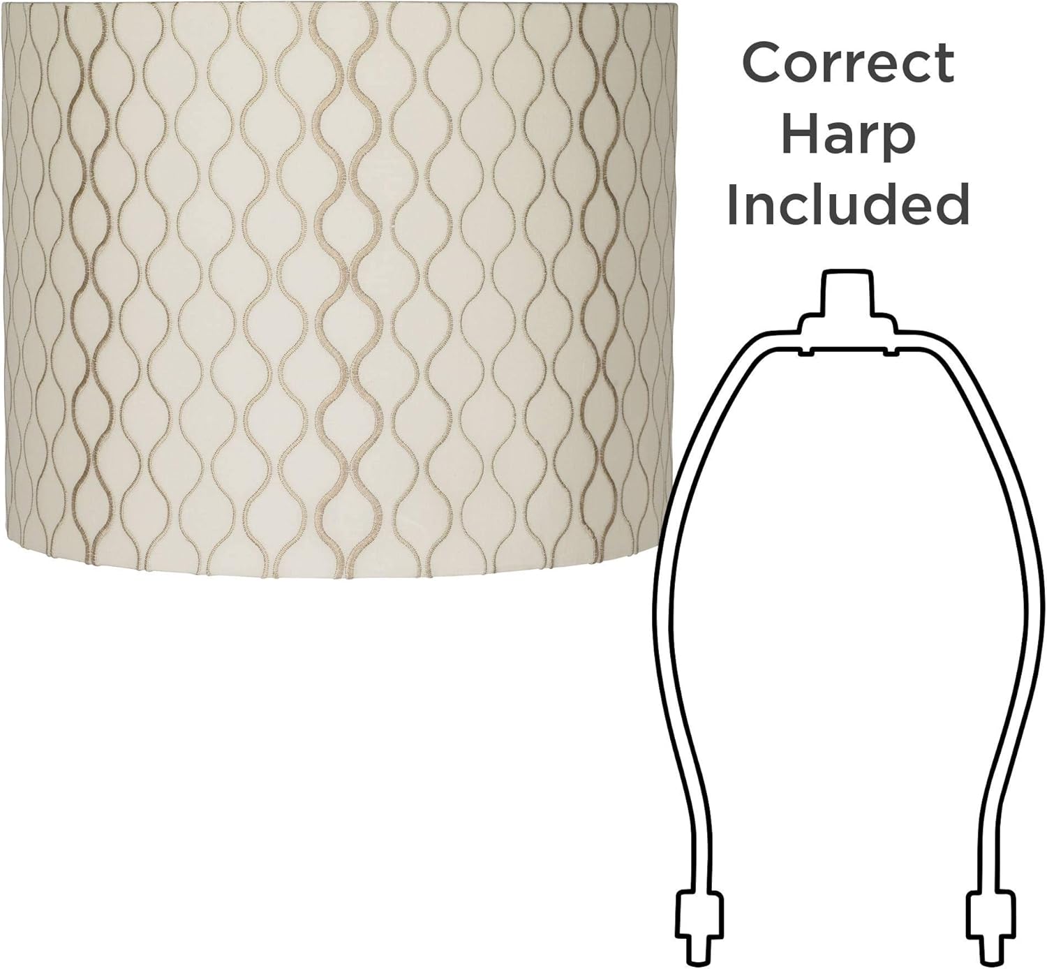 Embroidered Hourglass Large Lamp Shade 14" Top x 14" Bottom x 11" High (Spider) Replacement with Harp and Finial - Springcrest