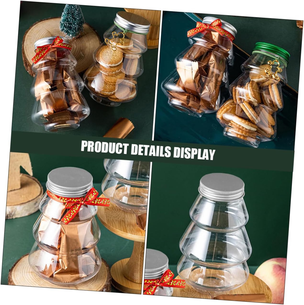 12pcs Refillable Christmas Tree Candy Jars Beverage Containers for for Boys and Girls Snacks and Festive Decorations