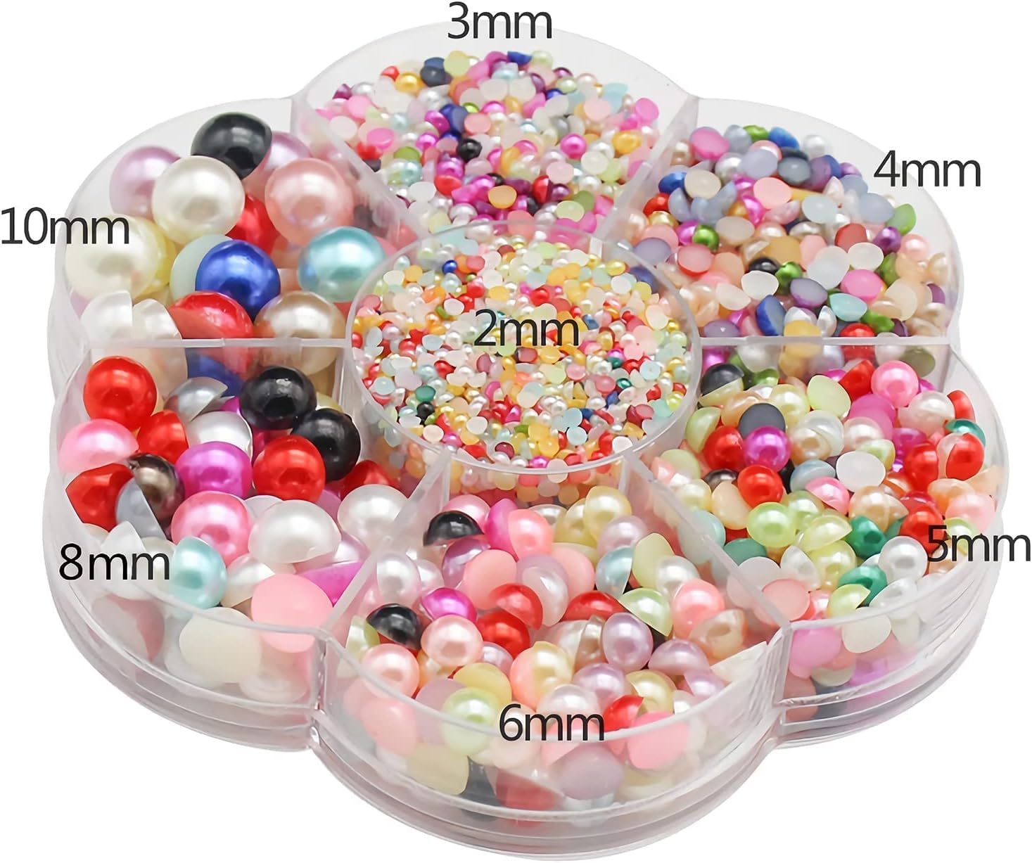 5600pcs Mixed Size DIY Half Pearl Bead，for Crafts Scrapbooking Embellishment Shoes Wedding Dress DIY Phone Nail Making (White)