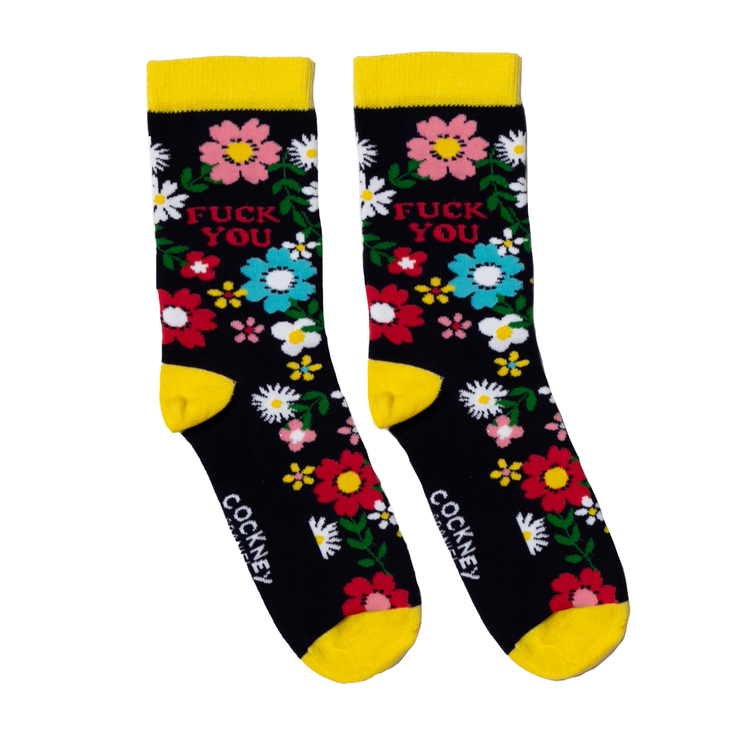 Cockney Spaniel Women's Multicolor Fuck You 1 Pair Of Matching Socks | Uk 4-8 | Eur 37-42| Us 6.5-10-5
