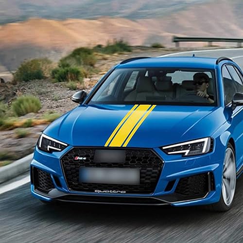 Miniatura 4 de TOMALL Adhesivo de vinilo para capó de automóvil, 49 x 8.7 pulgadas, amarillo, impermeable, estilo moderno, para ventana, un solo uso, fácil de