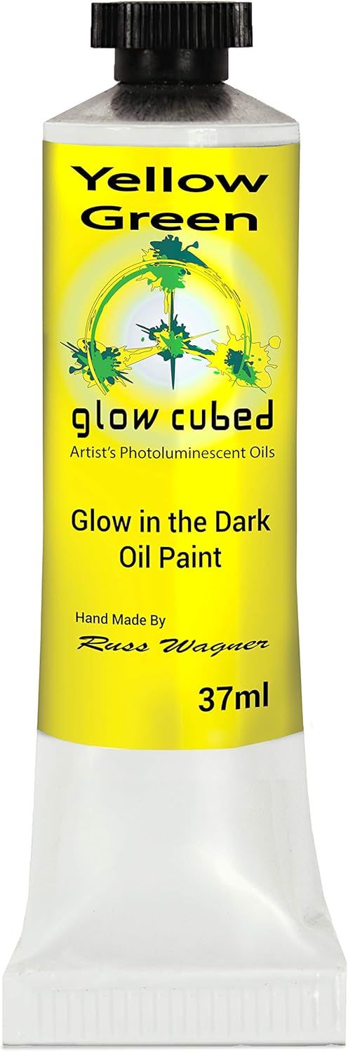 Glow in The Dark Artist Professional Oil Paint Luminescent Phosphorescent Self-Luminous Paint Glow Cubed (Yellow Green, 37 ml)