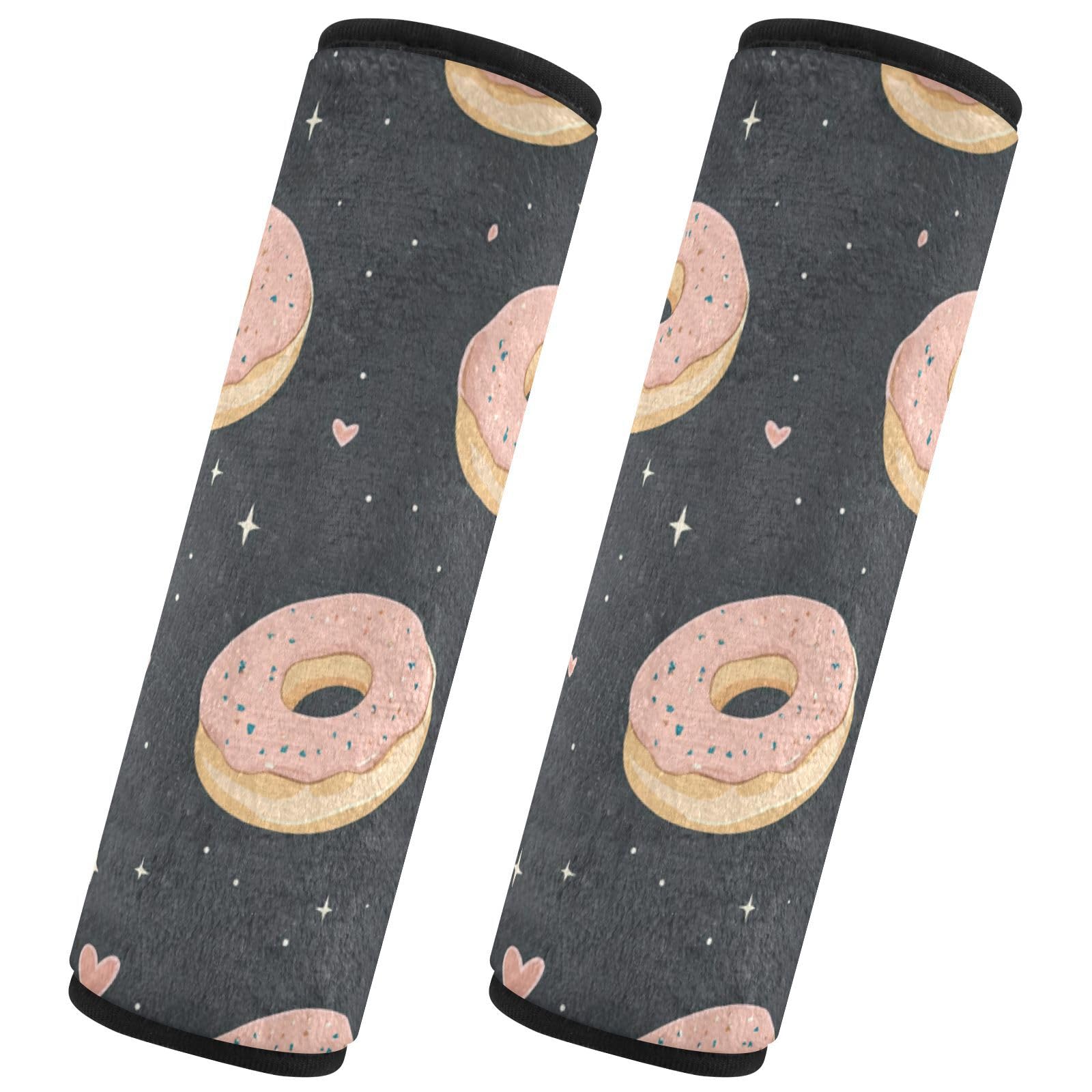 Seat Belt Covers 2 Pack Doughnuts Car Seat Strap Covers Super Soft Pink Hearts Car Seat Neck Cover for Boys Girls Adults Babies S