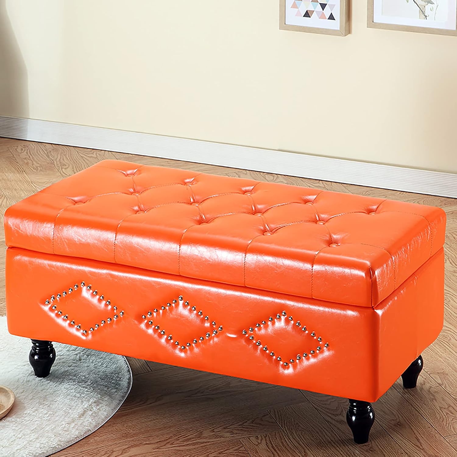 Storage Ottoman Foot Rest end of Bed Bench Pu Leather