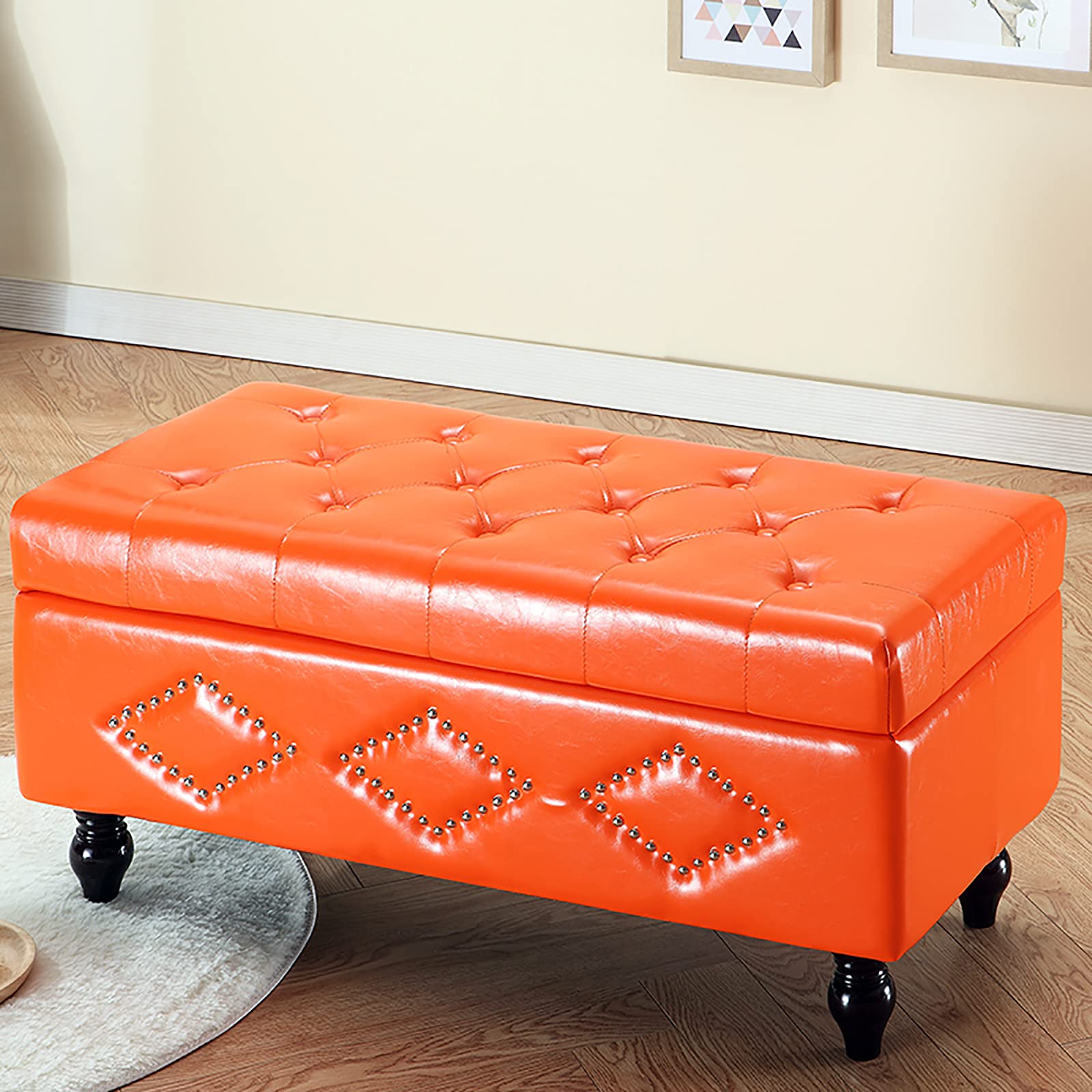 Banc de rangement multifonction chaussures et coffre à jouets bois massif pour couloir moderne